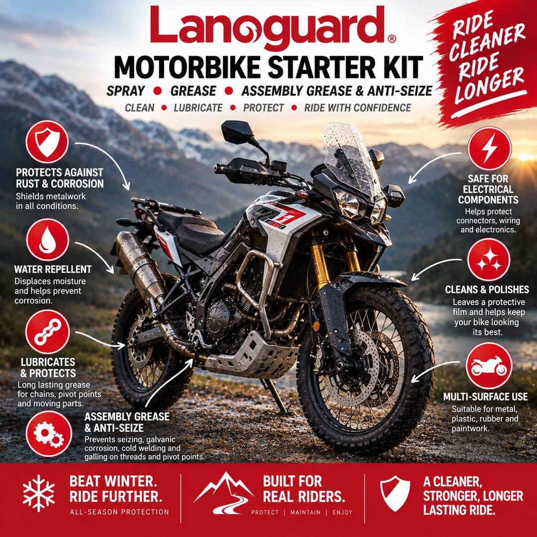 Lanoguard Starter Motorbike Kit – Chain Lubrication, Rust & Corrosion Protection